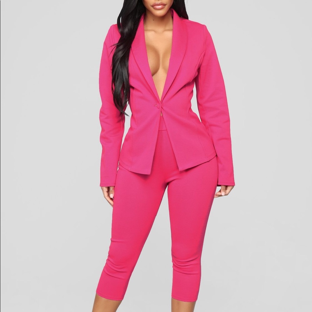 Fashion Nova Hot Pink Capri Suit Set